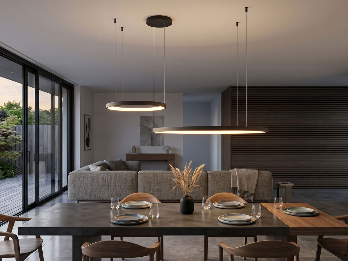Design Hanglamp Duo geborsteld zwart 40-80cm 3 CCT switch & 3 stap dimbaar