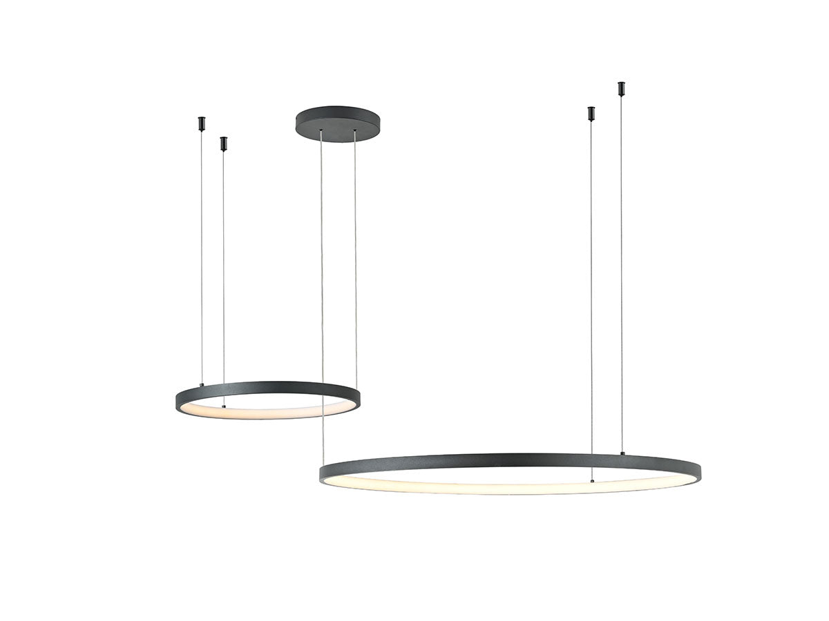 Design Hanglamp Duo geborsteld zwart 40-80cm 3 CCT switch & 3 stap dimbaar