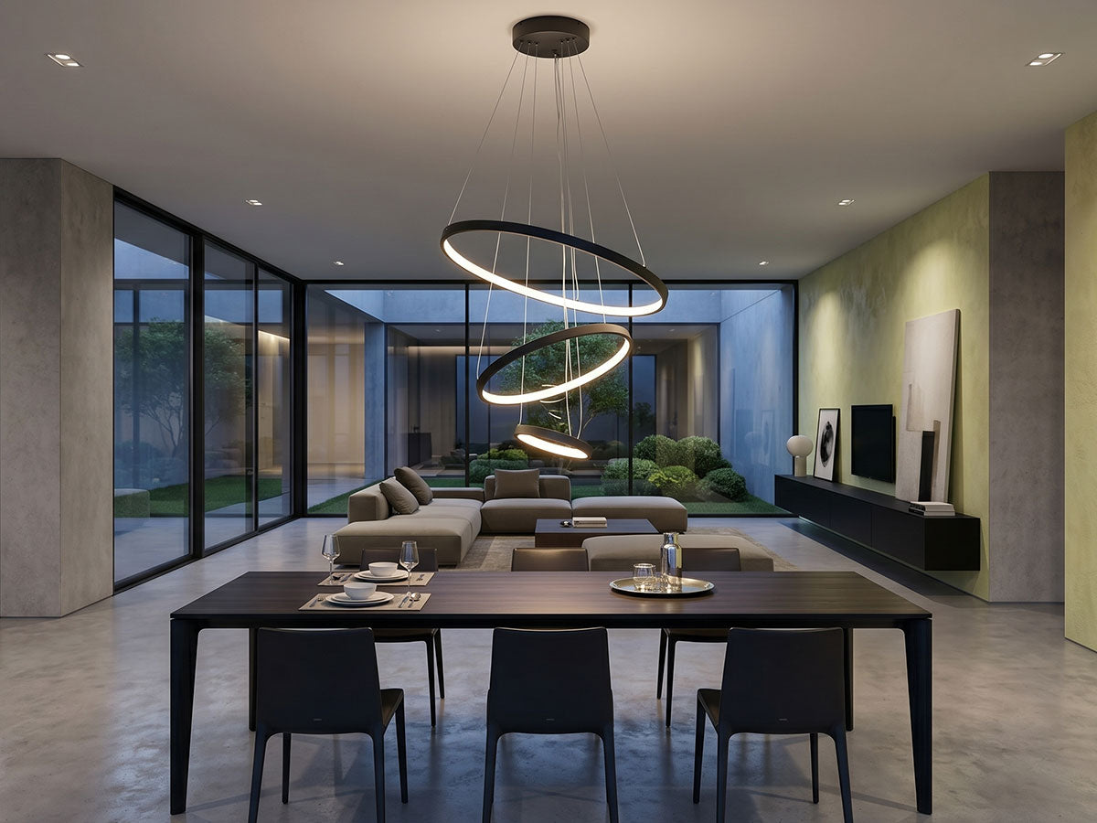 Design Hanglamp Triple geborsteld zwart 20-40-60cm 3 CCT switch & 3 stap dimbaar