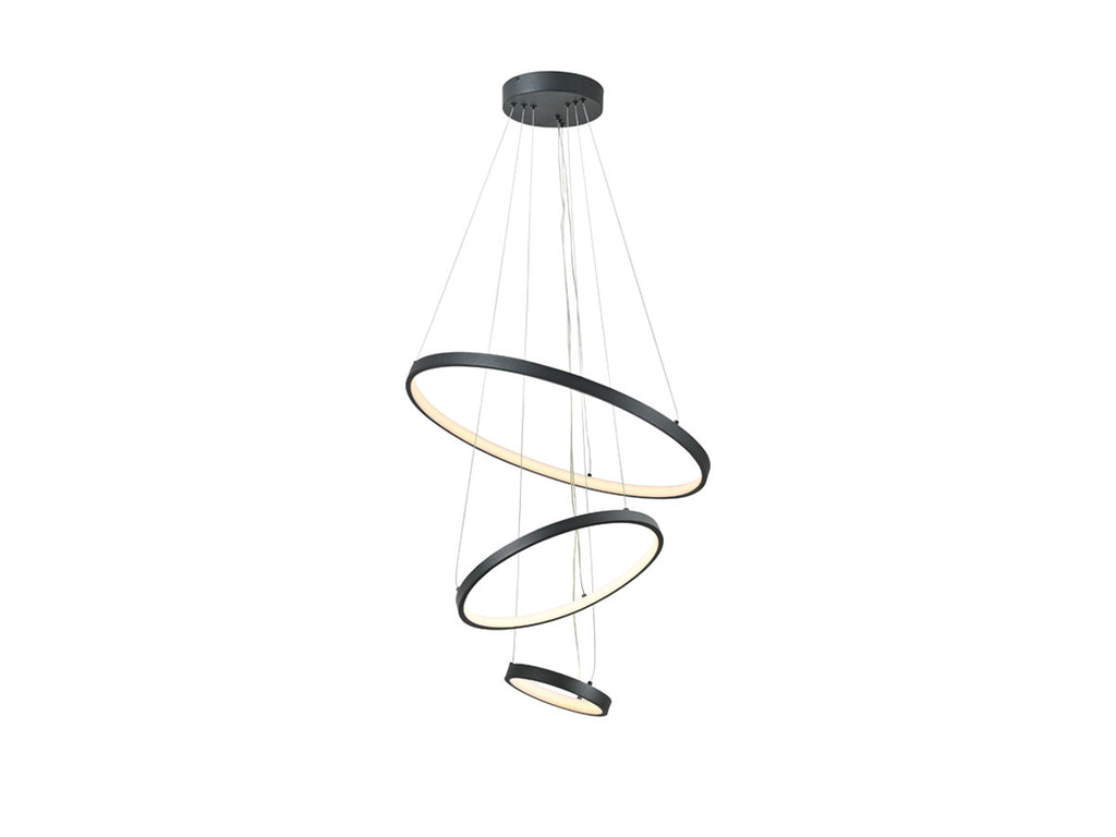 Design Hanglamp Triple geborsteld zwart 20-40-60cm 3 CCT switch & 3 stap dimbaar