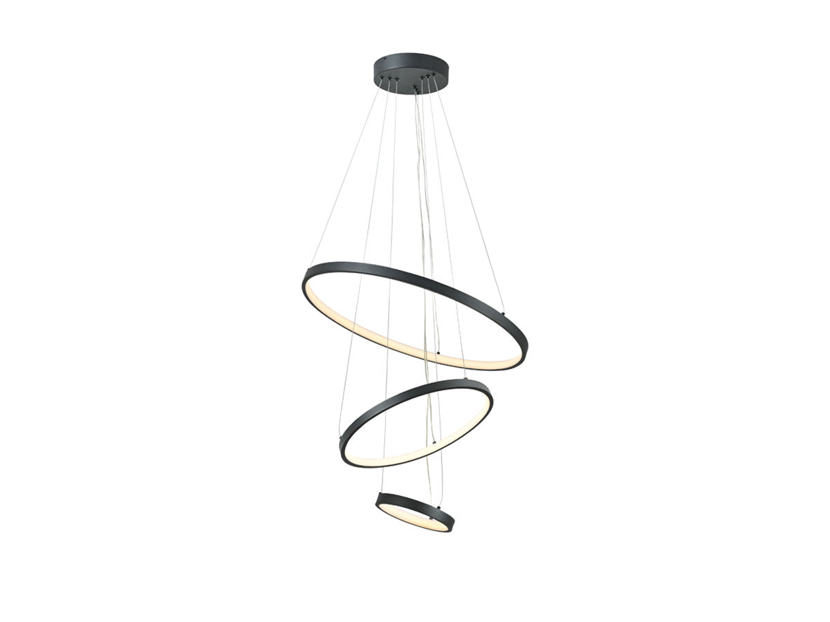 Design Hanglamp Triple geborsteld zwart 20-40-60cm 3 CCT switch & 3 stap dimbaar
