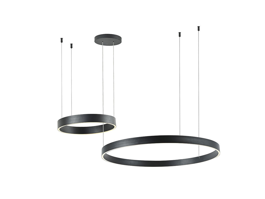Design Hanglamp Duo geborsteld zwart 40-80cm 3 CCT switch & 3 stap dimbaar