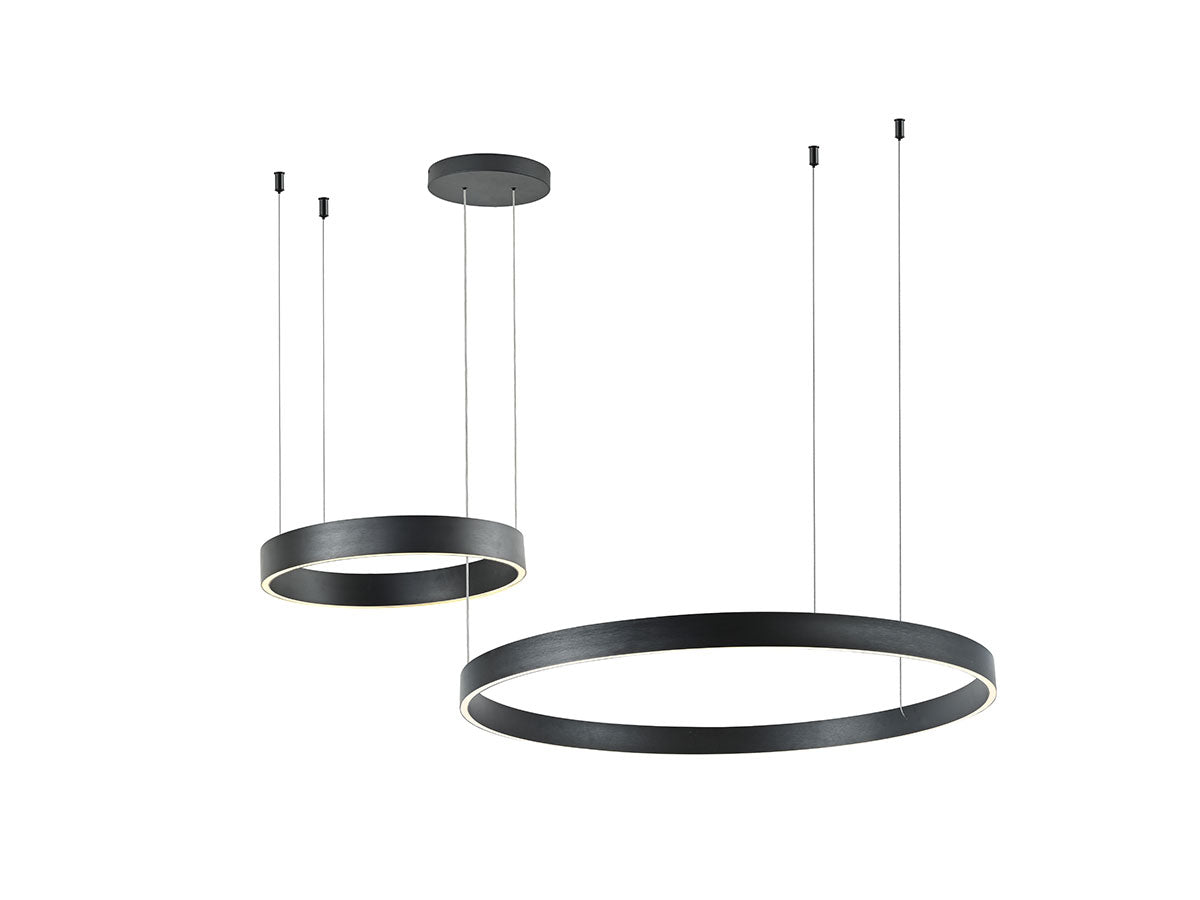 Design Hanglamp Duo geborsteld zwart 40-80cm 3 CCT switch & 3 stap dimbaar