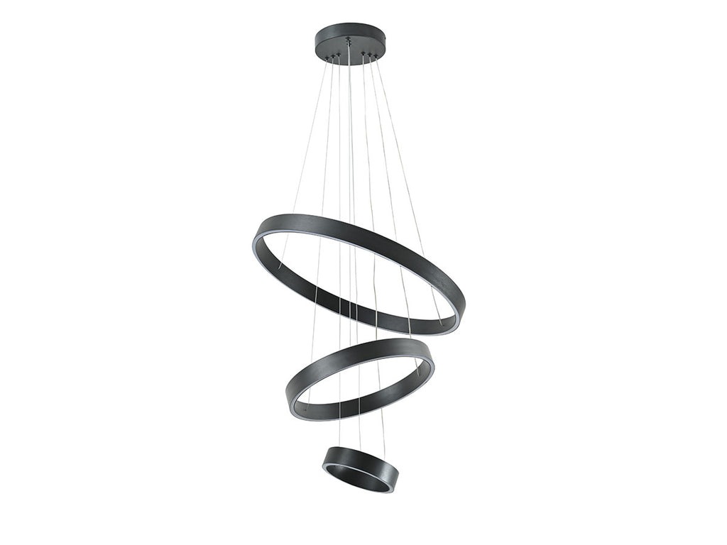 Design Hanglamp Trio geborsteld zwart 20-40-60cm 3 CCT switch & 3 stap dimbaar