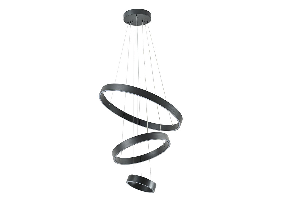 Design Hanglamp Trio geborsteld zwart 20-40-60cm 3 CCT switch & 3 stap dimbaar
