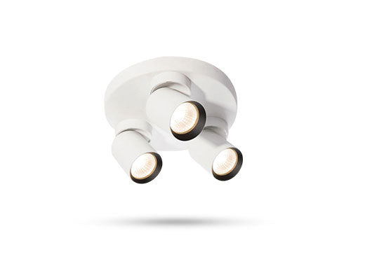 Moderne opbouwspot triple GU10 rond richtbaar 200mm