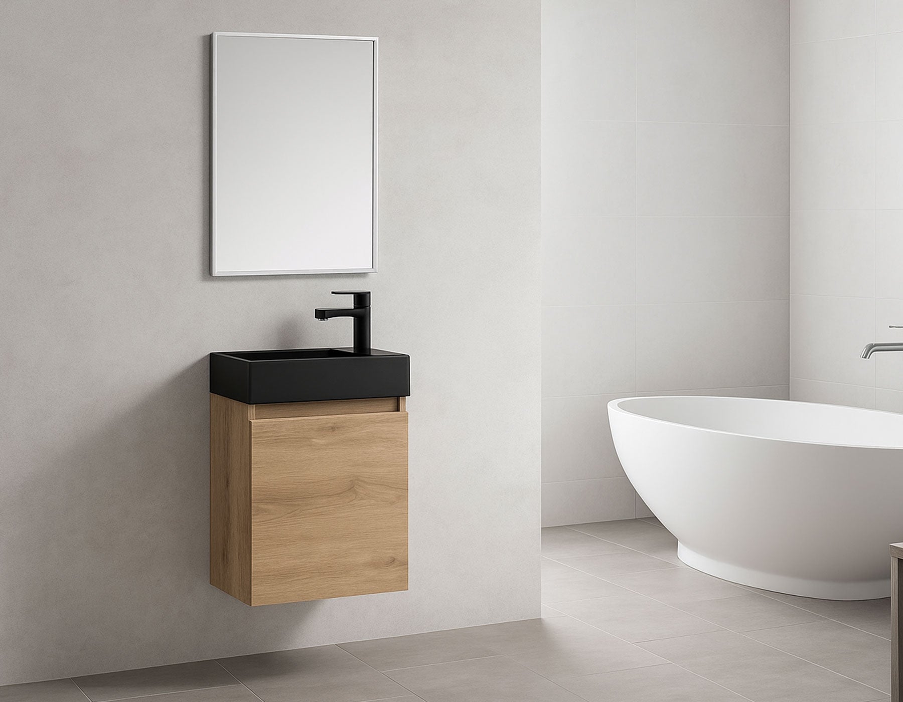 Design toiletmeubel set white oak & black 40cm