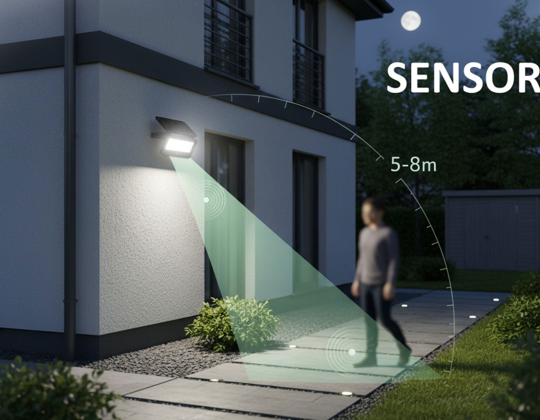 Solar LED Breedstraler 400lm 3in1 kleur CCT met Sensor