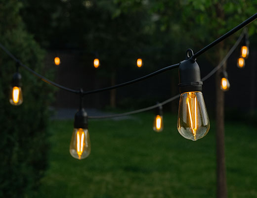 10 Meter sfeerkabel tuinverlichting met 10 E27 LED lampen 2700K Warm wit