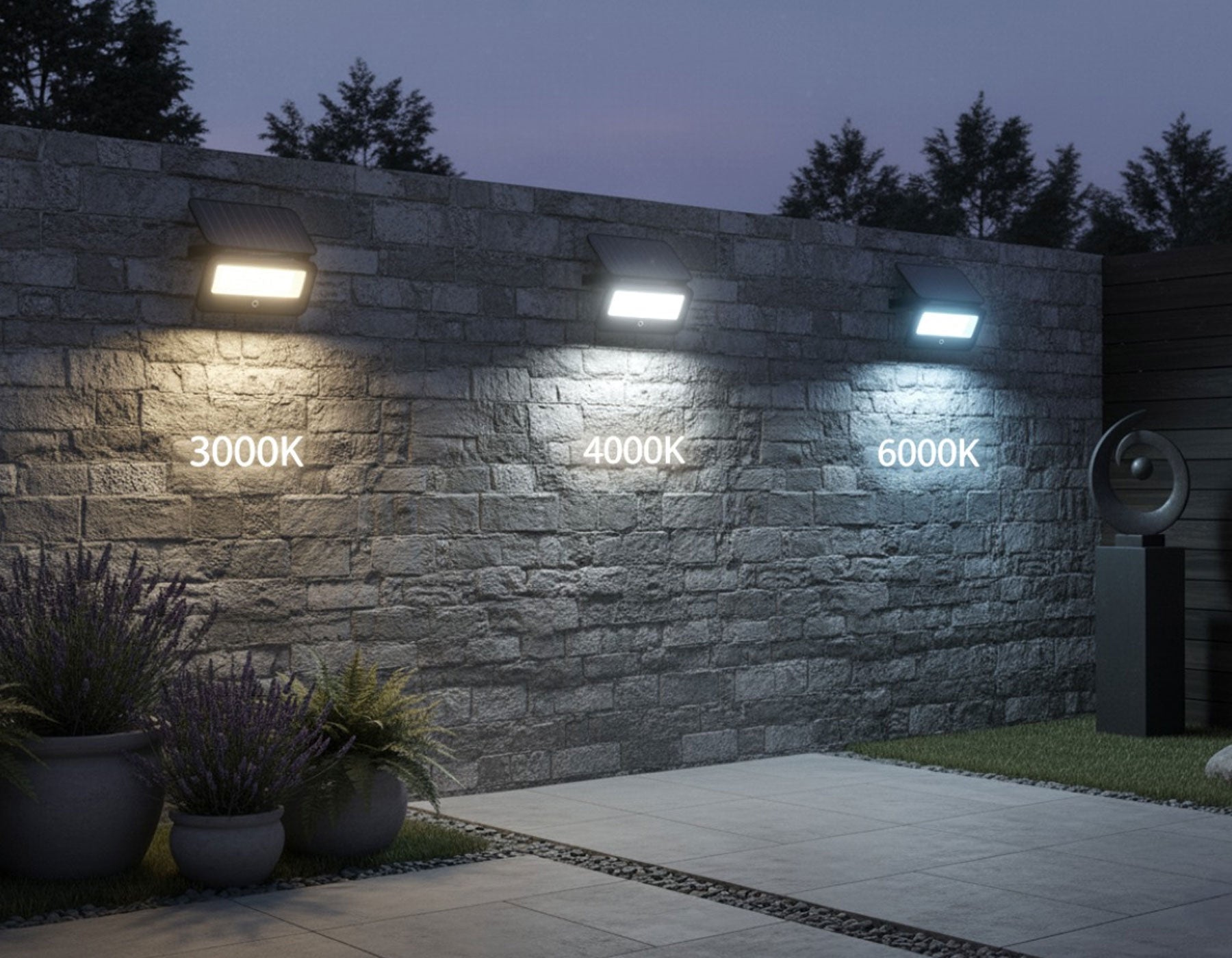 Solar LED Breedstraler 400lm 3in1 kleur CCT met Sensor