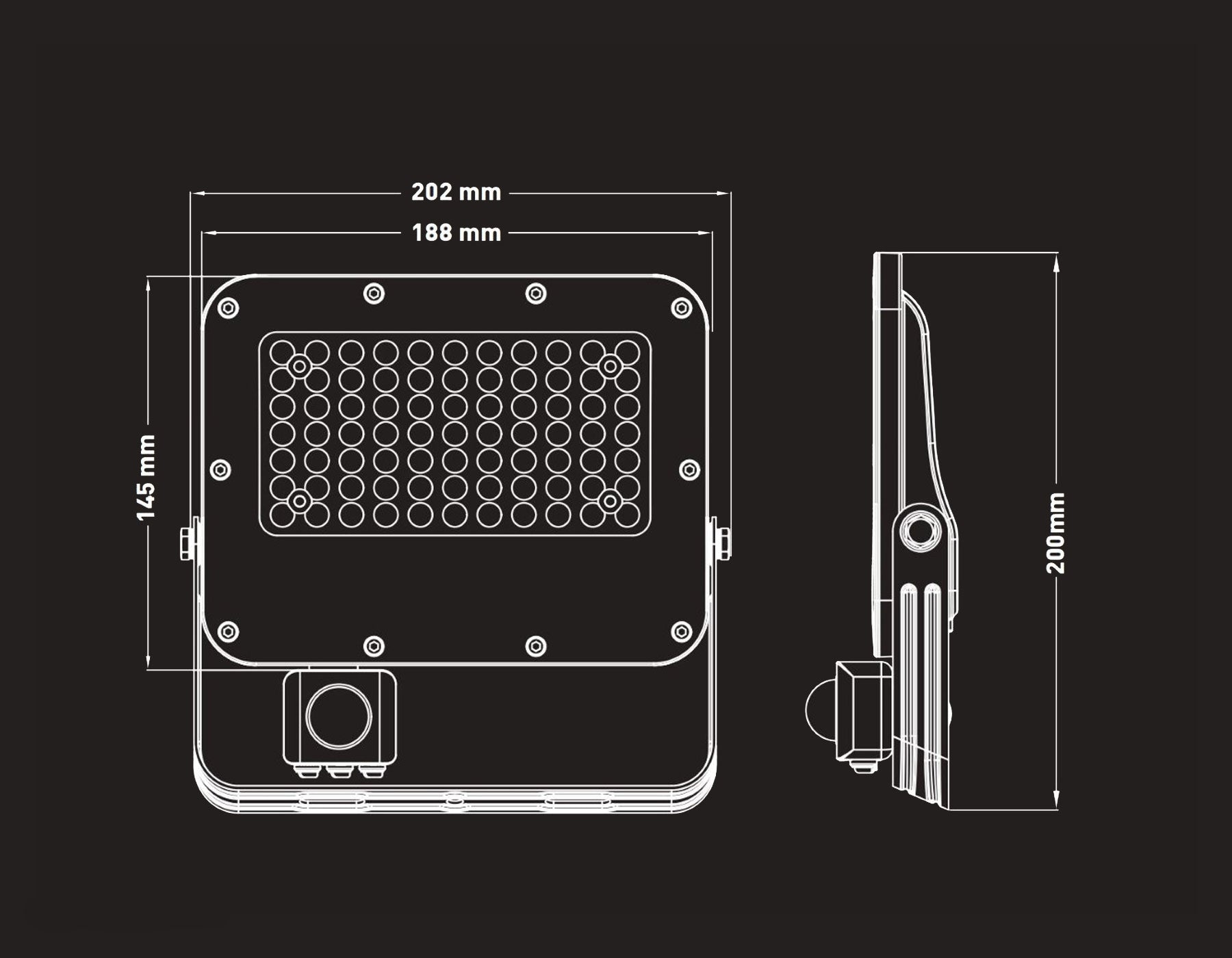 50W 3000K LED Breedstralers Wandverlichting met Sensor en Lens Waterdicht