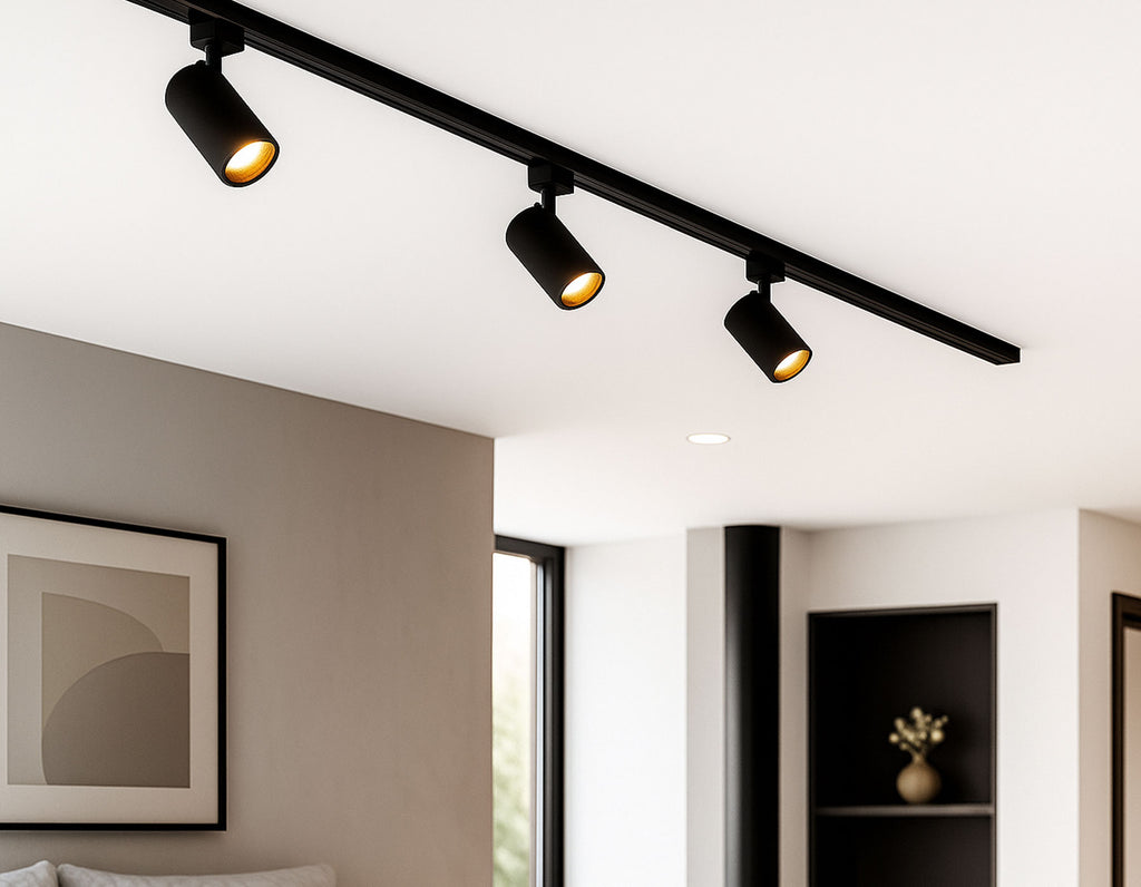 Moderne Railverlichting set zwart - 1x 1meter - 3x Railspots